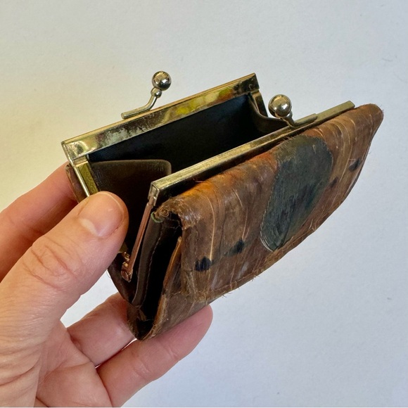 [SOLD] Vintage 70’s/80’s Genuine Peacock Feather & Leather Wallet / Coinpurse - Picture 2 of 13